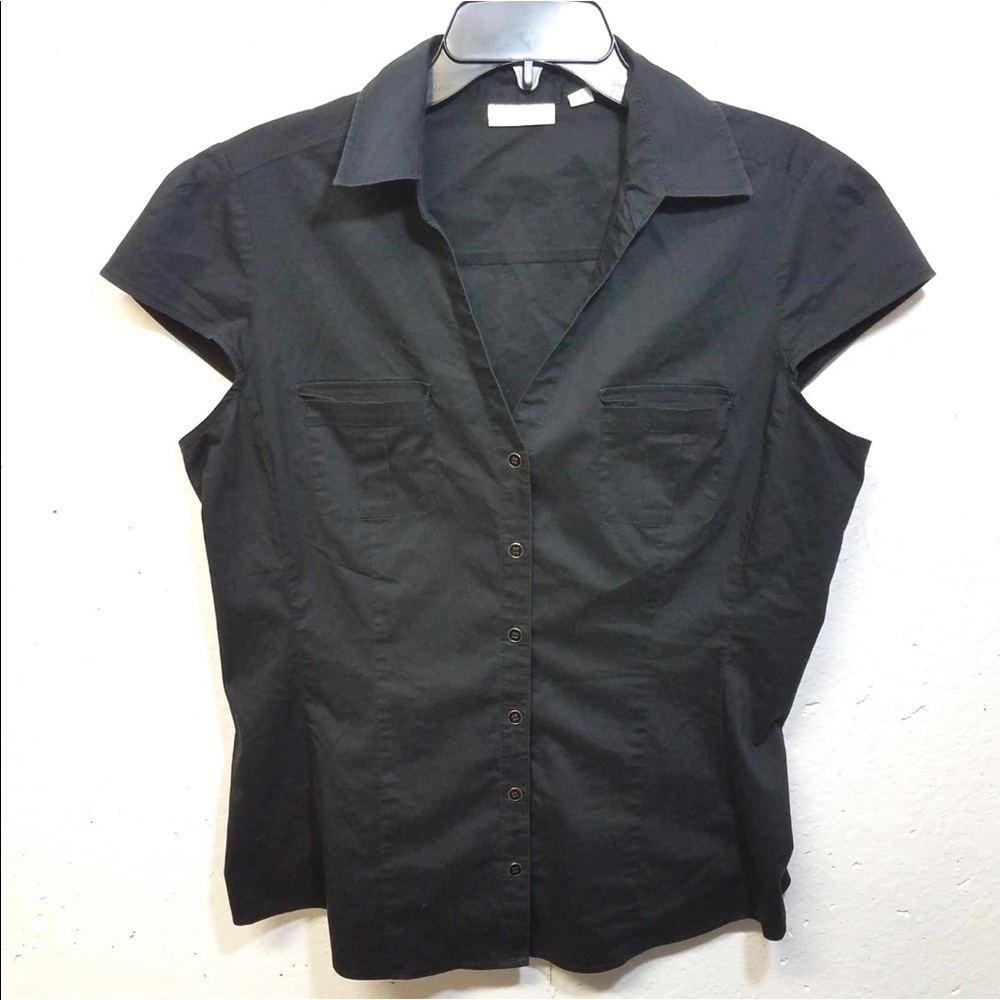 NY&C Black Button Up Blouse Top Large